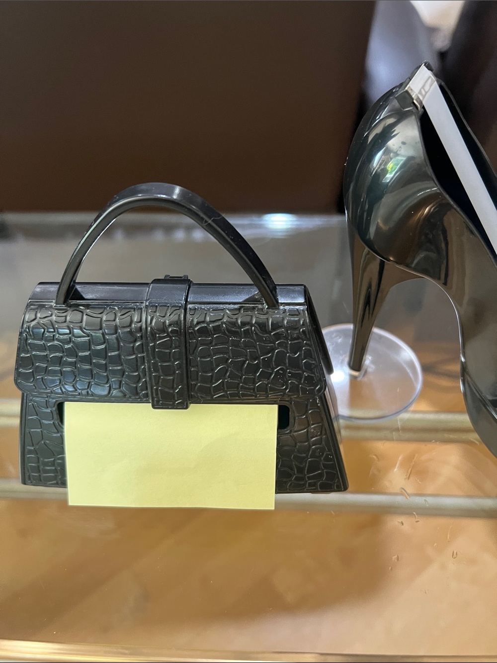Lot of 3 items Black Croc-Mini Handbag post it, Boss Lady, tape holder - Picture 3 of 5